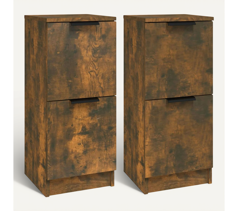 Buffets 2 Pièces Chêne Fumé 30x30x70 Cm Bois Contreplaqué