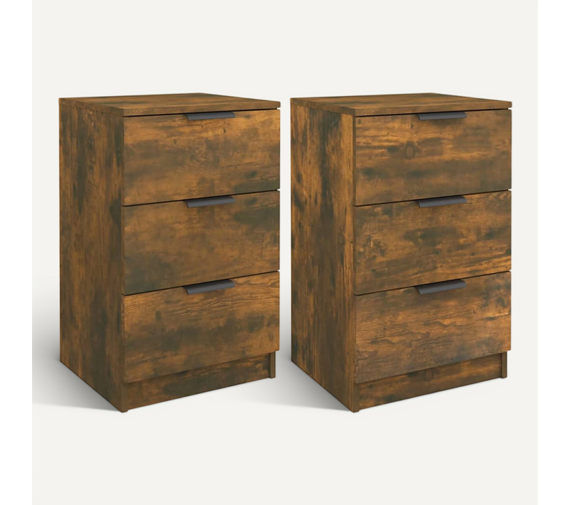 Tables De Chevet 2 Pièces Chêne Fumé 40x36x65 Cm