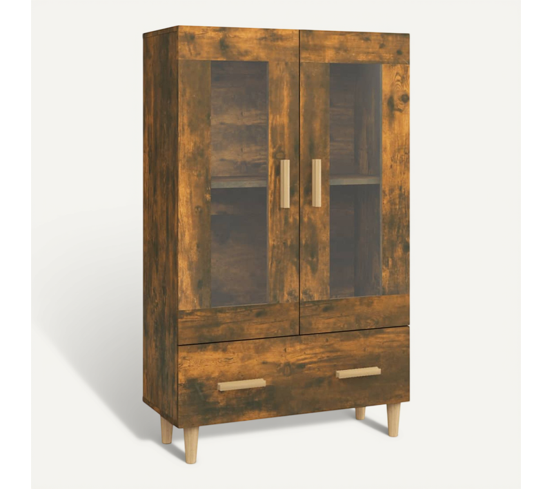 Buffet Haut Chêne Fumé 70x31x115 Cm Bois Contreplaqué