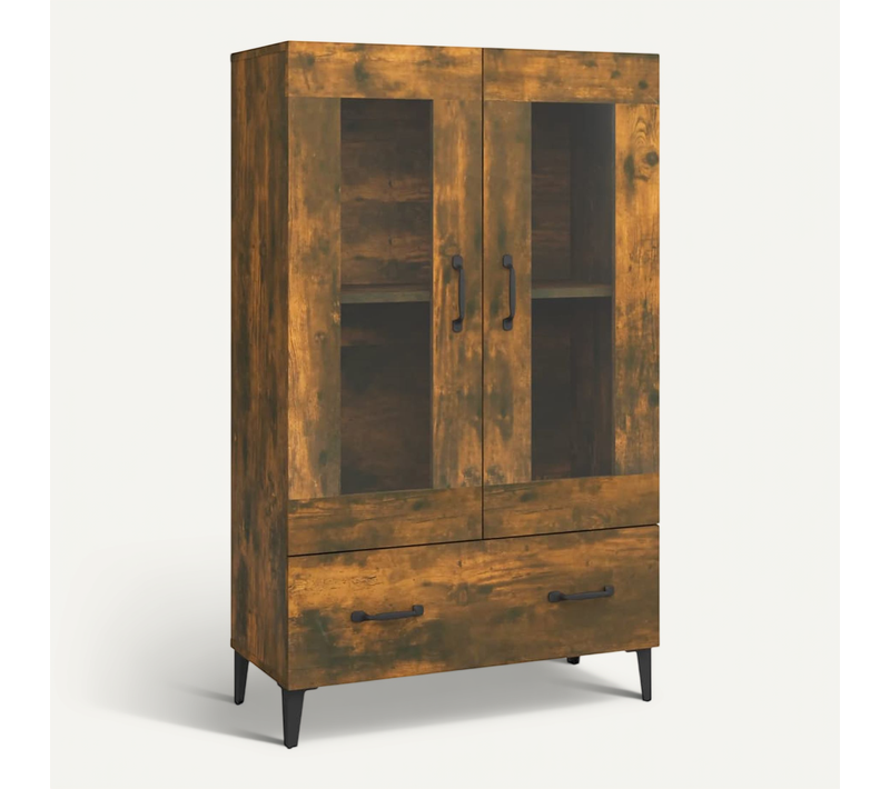 Buffet Haut Chêne Fumé 70x31x115 Cm Bois Contreplaqué