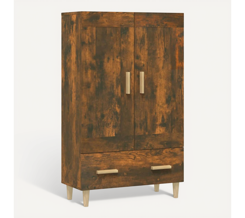 Buffet Haut Chêne Fumé 70x31x115 Cm Bois Contreplaqué