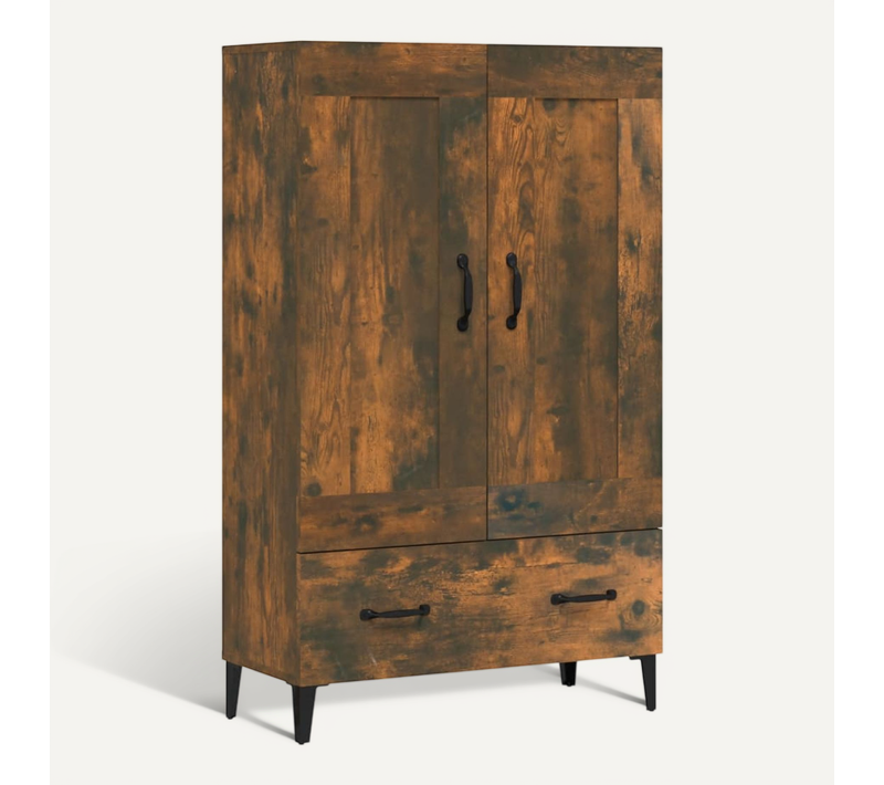 Buffet Haut Chêne Fumé 70x31x115 Cm Bois Contreplaqué