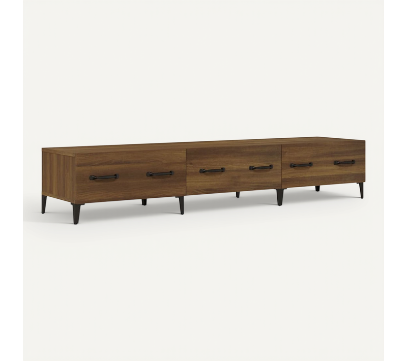 Meuble TV Chêne Marron 150x34,5x30 Cm Bois Contreplaqué