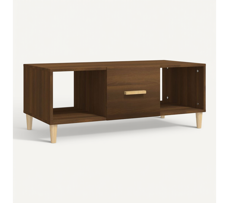 Table Basse Chêne Marron 102x50x40 Cm Bois Contreplaqué