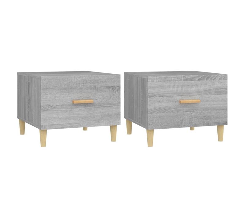 Bout de canapé 2 Pièces Sonoma Gris 50x50x40 Cm Bois Contreplaqué