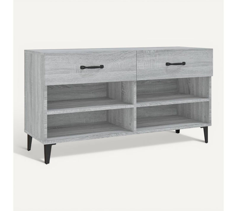Meuble à Chaussures Sonoma Gris 102x35x55 Cm Bois Contreplaqué