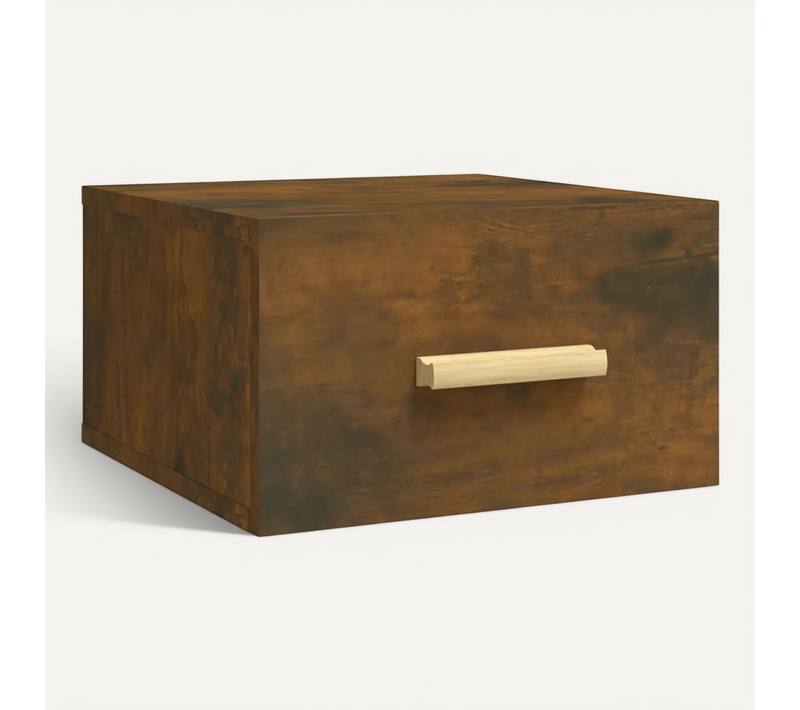 Table De Chevet Murale Chêne Fumé 35x35x20 Cm