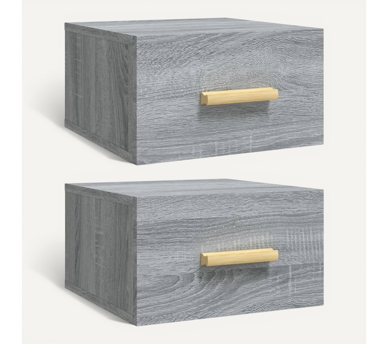 Tables De Chevet Murales 2 Pièces Sonoma Gris 35x35x20 Cm