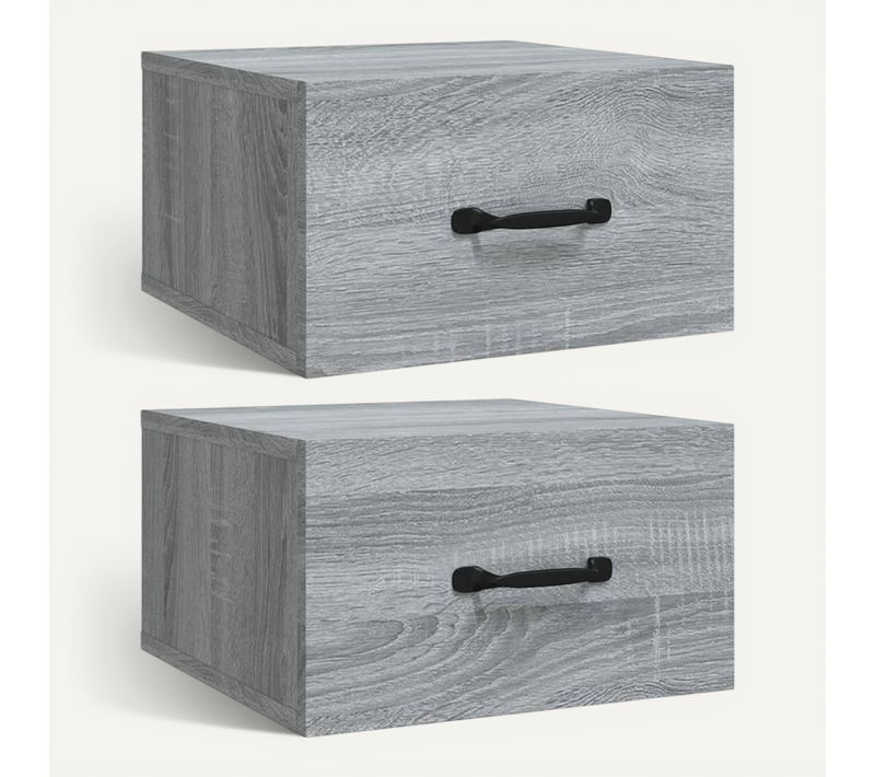 Tables De Chevet Murales 2 Pièces Sonoma Gris 35x35x20 Cm