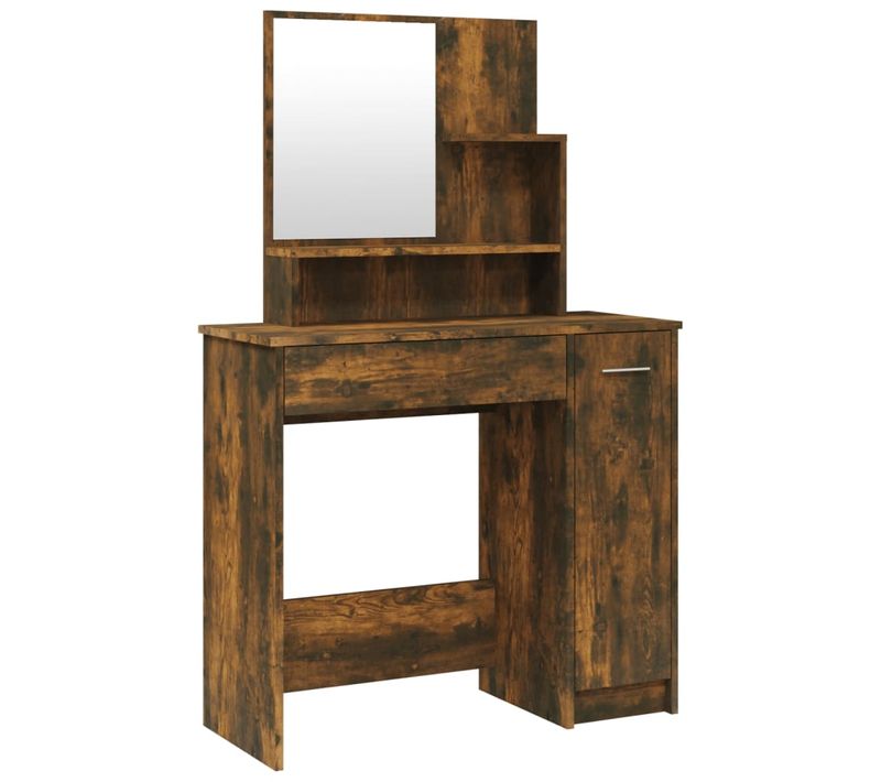 Coiffeuse Avec Miroir Chêne Fumé 86,5x35x136 Cm