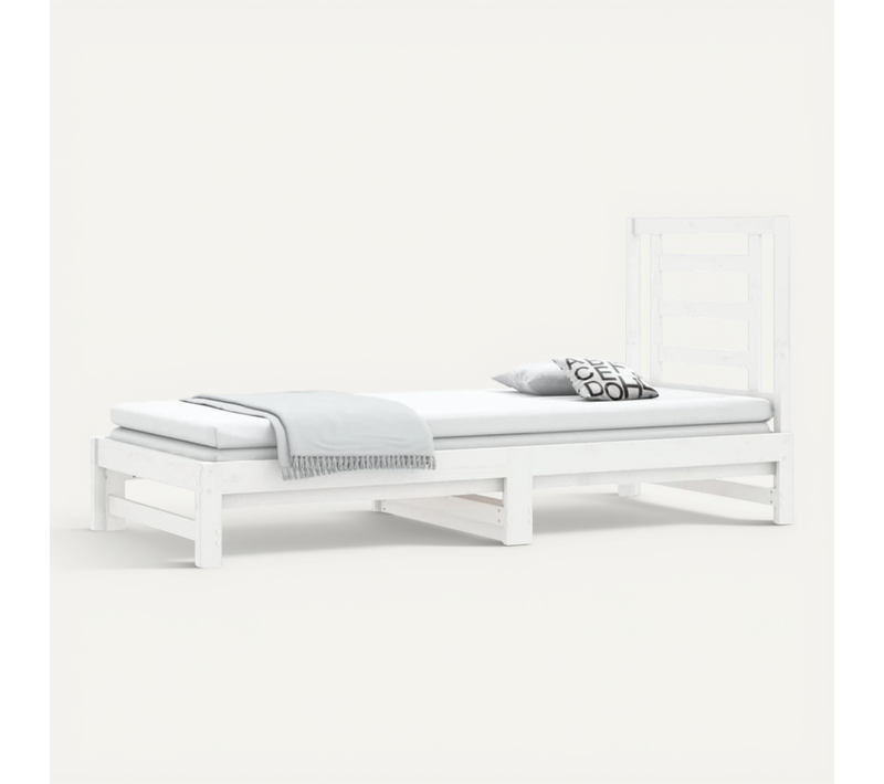 Lit Coulissant Sans Matelas Blanc 2x(90x190) Cm