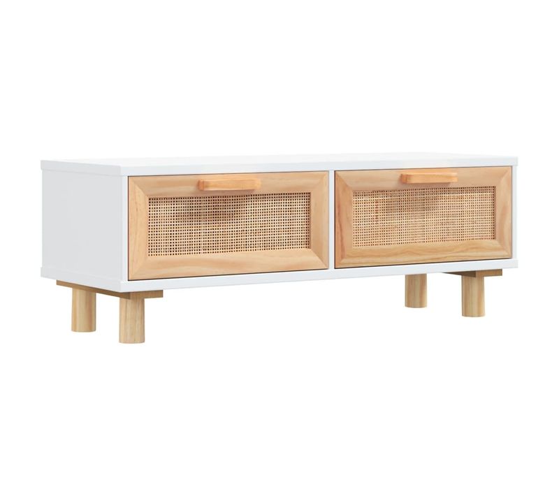 Table Basse Avec Rangement À Double Tiroir Bois Composé Et Massif 80x40x30 Cm