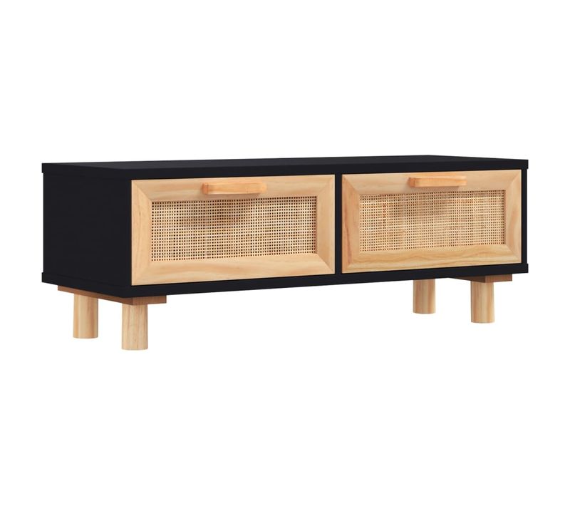 Table Basse Noir 80x40x30 Cm Bois Contreplaqué Et Pin Massif