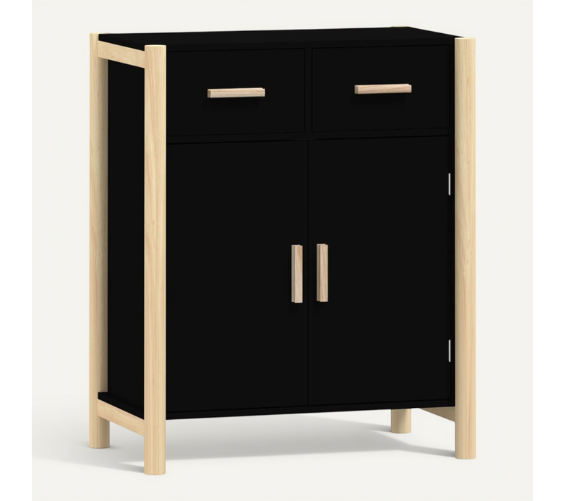 Buffet Noir 62x38x75 Cm Bois Contreplaqué