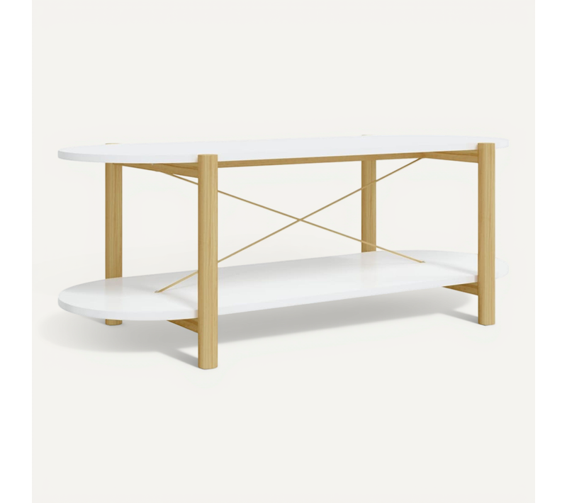 Table Basse Blanc 110x48x40 Cm Bois Contreplaqué