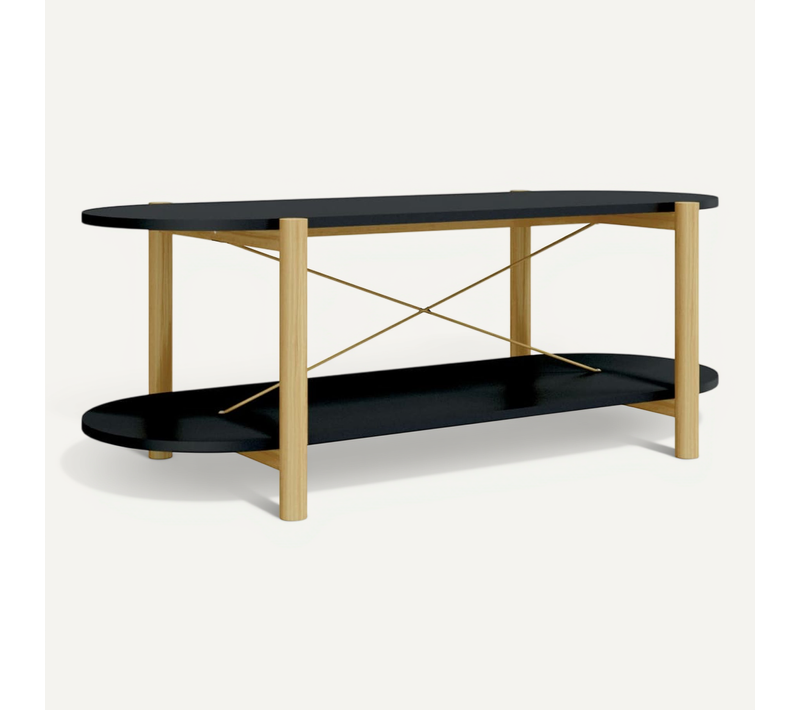 Table Basse Noir 110x48x40 Cm Bois Contreplaqué