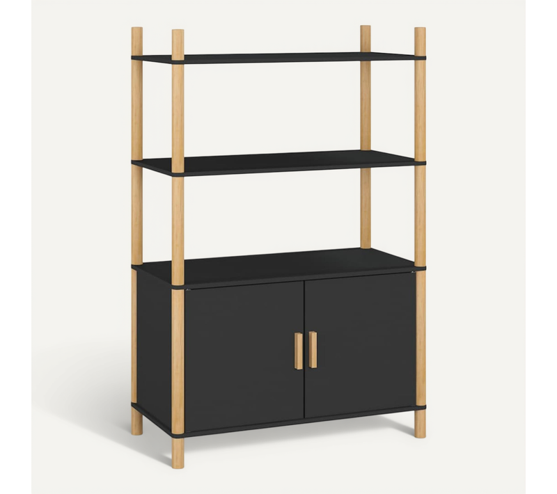 Buffet Haut Noir 80x40x121 Cm Bois Contreplaqué
