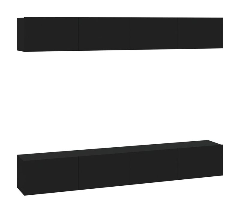 Meubles TV Muraux 4 Pièces Noir 100x30x30 Cm