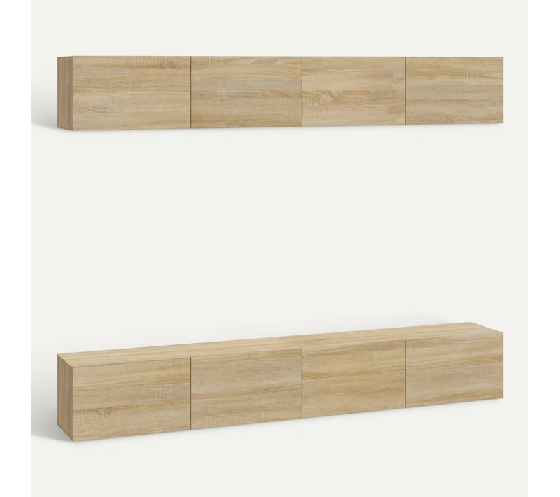 Meubles TV Muraux 4 Pièces Chêne Sonoma 100x30x30 Cm