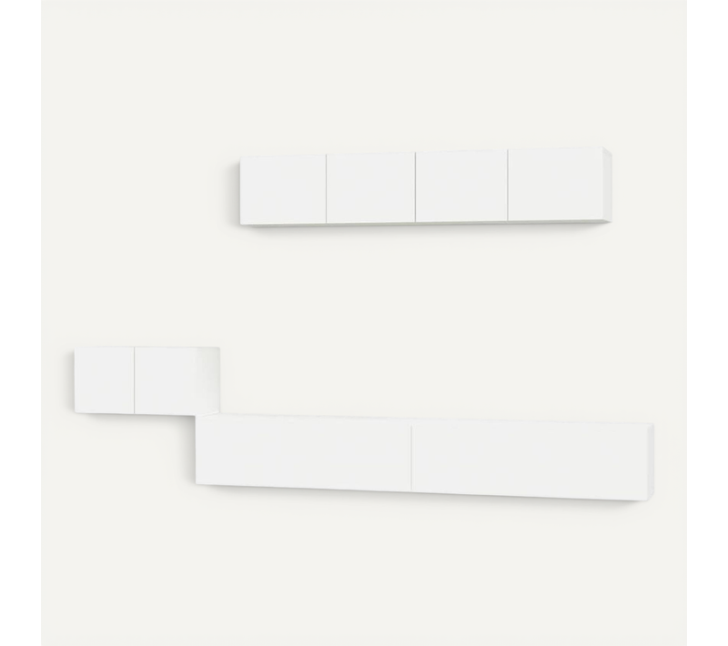 Ensemble De Meubles TV 5 Pièces Blanc Bois Contreplaqué