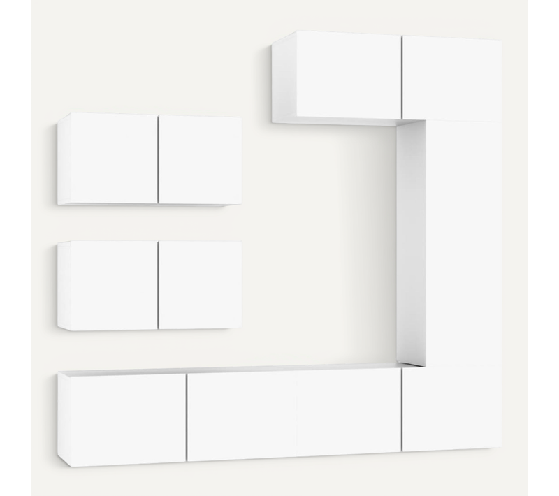 Ensemble De Meubles TV 6 PCs Blanc Bois Aggloméré