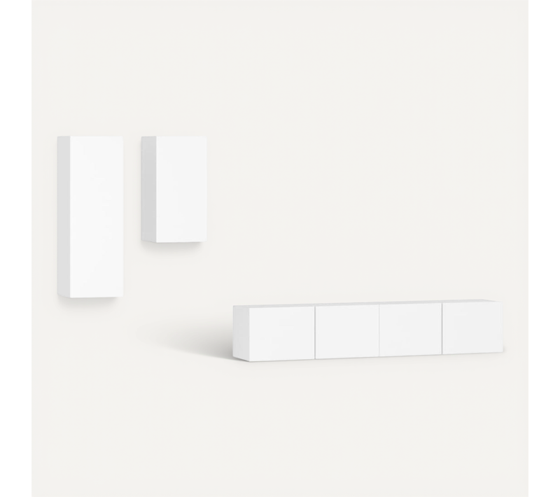 Ensemble De Meubles TV 4 Pièces Blanc Bois Contreplaqué