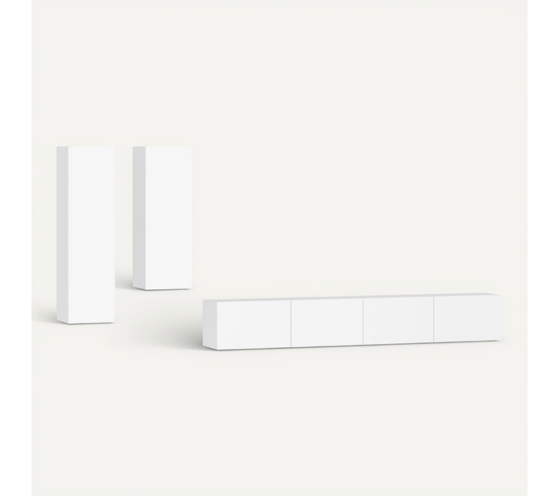 Ensemble De Meubles TV 4 PCs Blanc Bois D'ingénierie