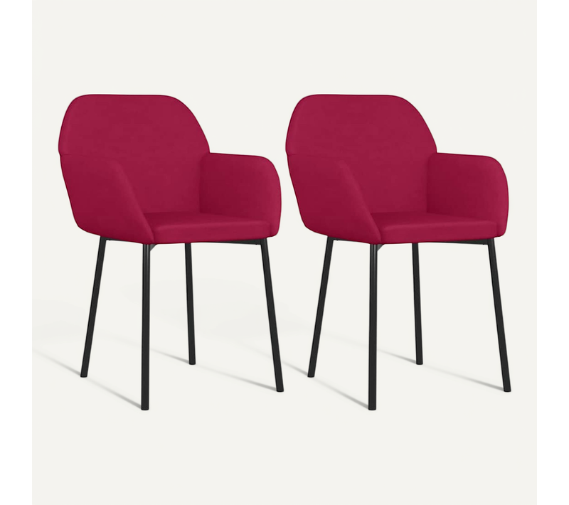 Chaises À Manger Lot De 2 Rouge Bordeaux Velours