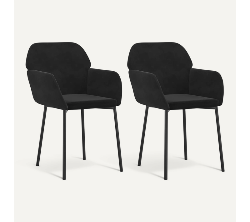 Chaises À Manger Lot De 2 Noir Velours