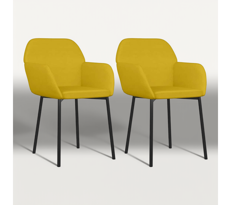 Chaises À Manger Lot De 2 Jaune Velours