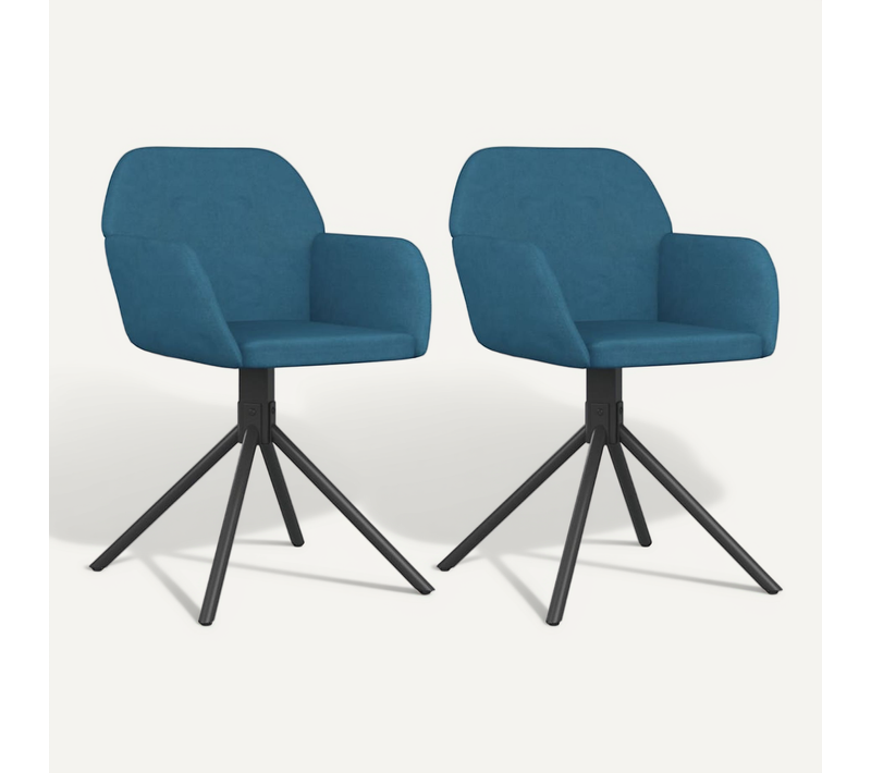 Chaises Pivotantes À Manger Lot De 2 Bleu Velours