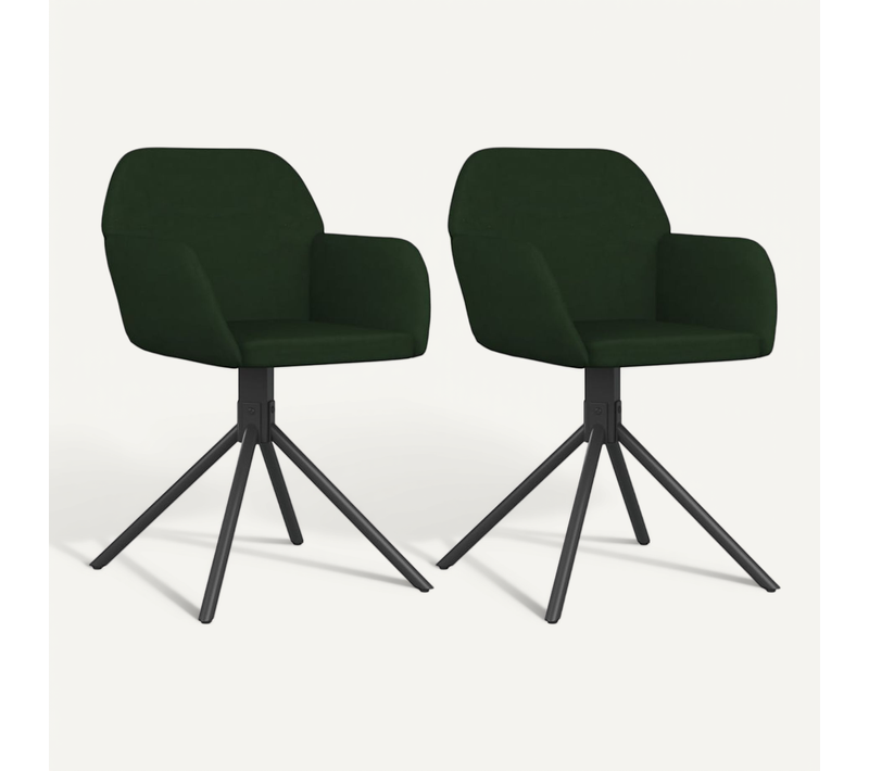 Chaises Pivotantes À Manger Lot De 2 Vert Foncé Velours