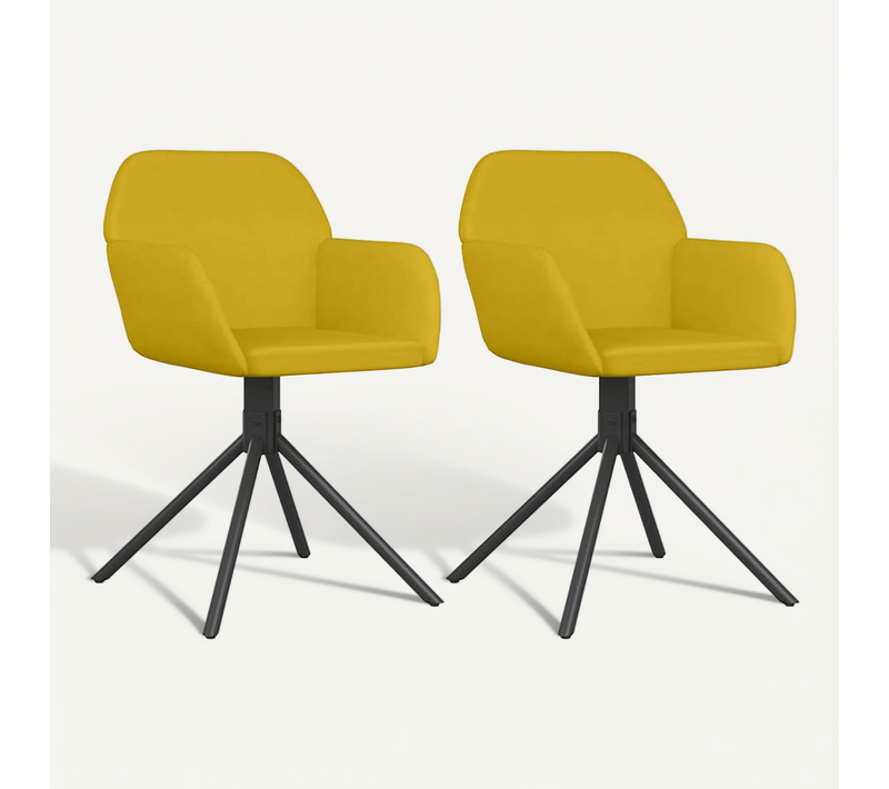 Chaises Pivotantes À Manger Lot De 2 Jaune Velours