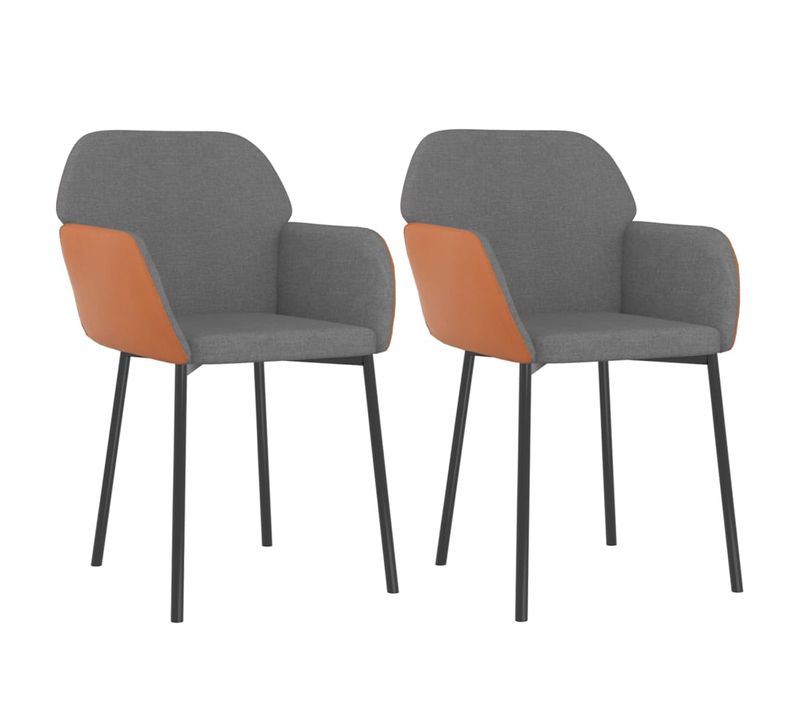 Chaises À Manger Lot De 2 Gris Clair Tissu Et Similicuir