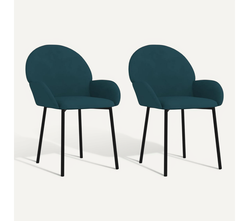 Chaises À Manger Lot De 2 Bleu Velours