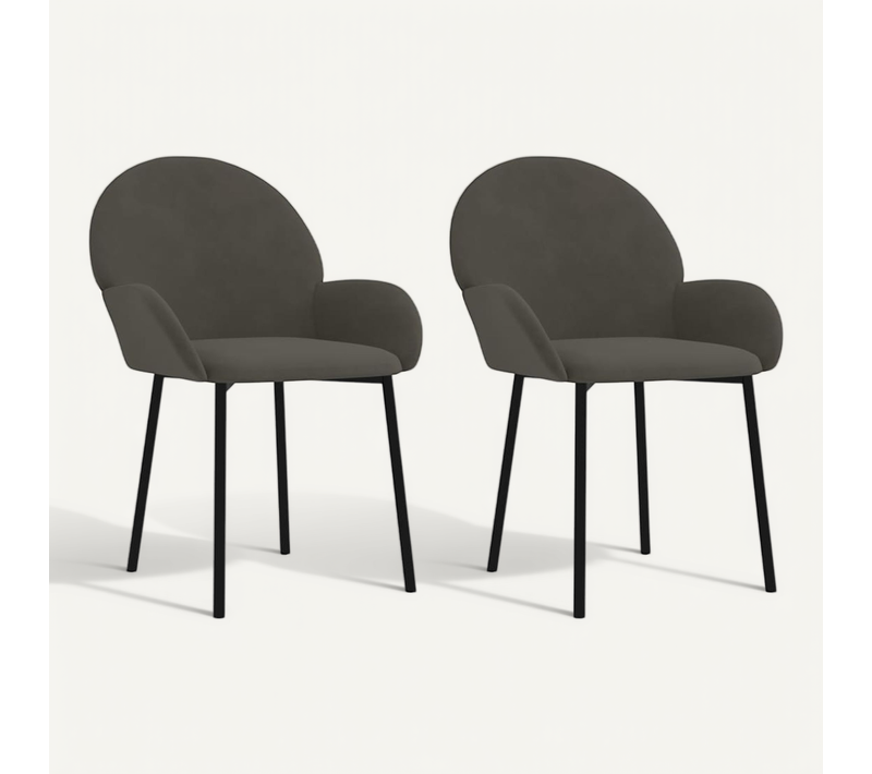 Chaises À Manger Lot De 2 Gris Foncé Velours