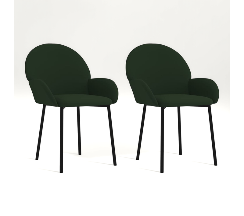 Chaises À Manger Lot De 2 Vert Foncé Velours