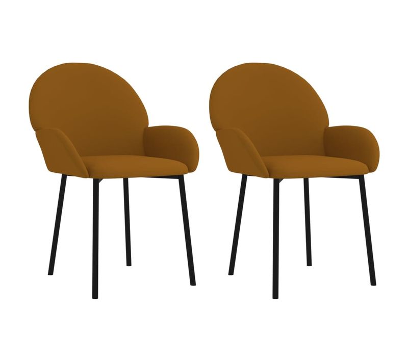 Chaises à Manger Lot De 2 Marron Velours