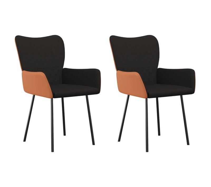 Chaises À Manger Lot De 2 Noir Tissu Et Similicuir