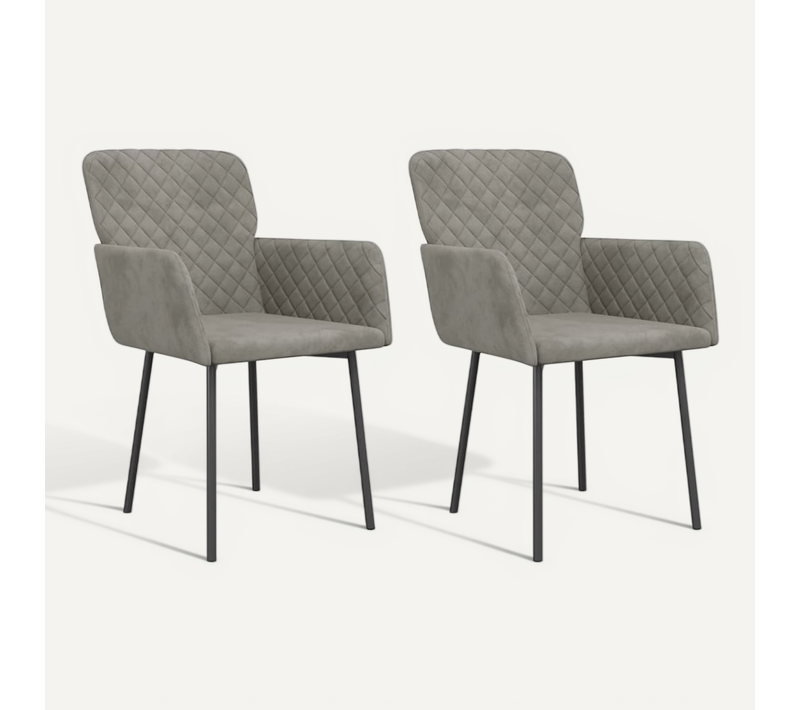 Chaises À Manger Lot De 2 Gris Clair Velours