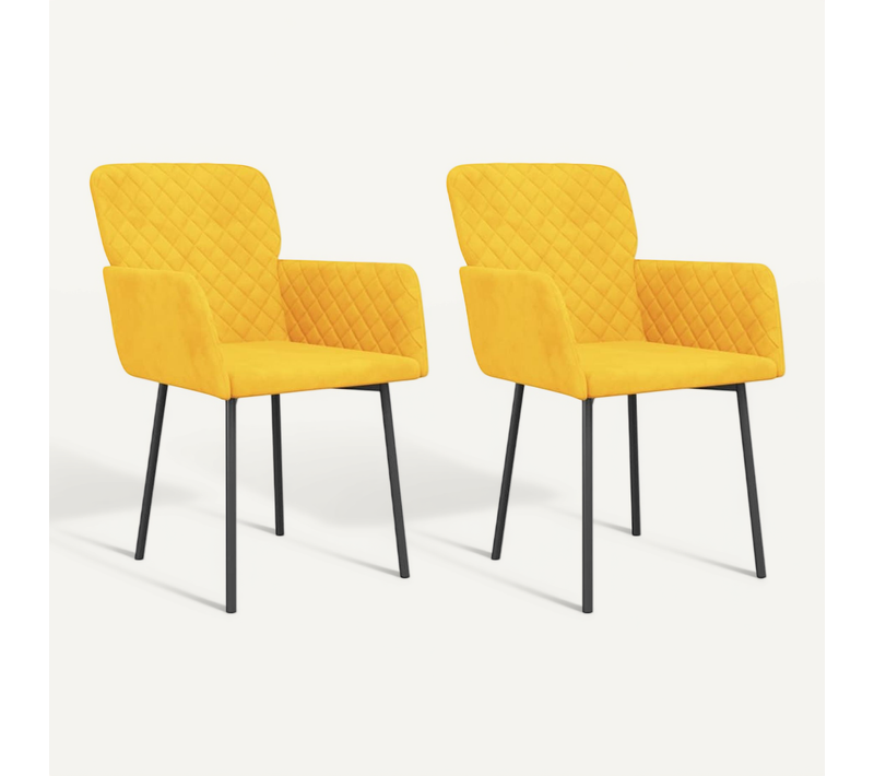 Chaises À Manger Lot De 2 Jaune Velours