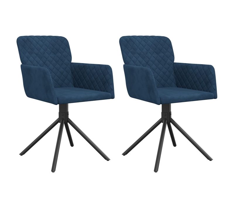 Chaises Pivotantes à Manger Lot De 2 Bleu Velours