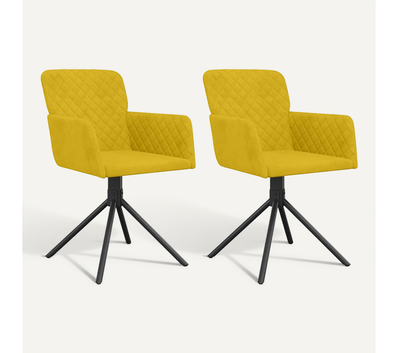 Chaises Pivotantes À Manger Lot De 2 Jaune Velours