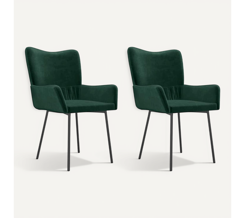 Chaises À Manger Lot De 2 Vert Foncé Velours