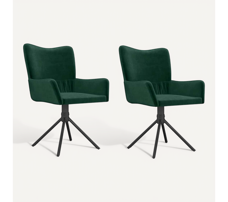 Chaises Pivotantes À Manger Lot De 2 Vert Foncé Velours