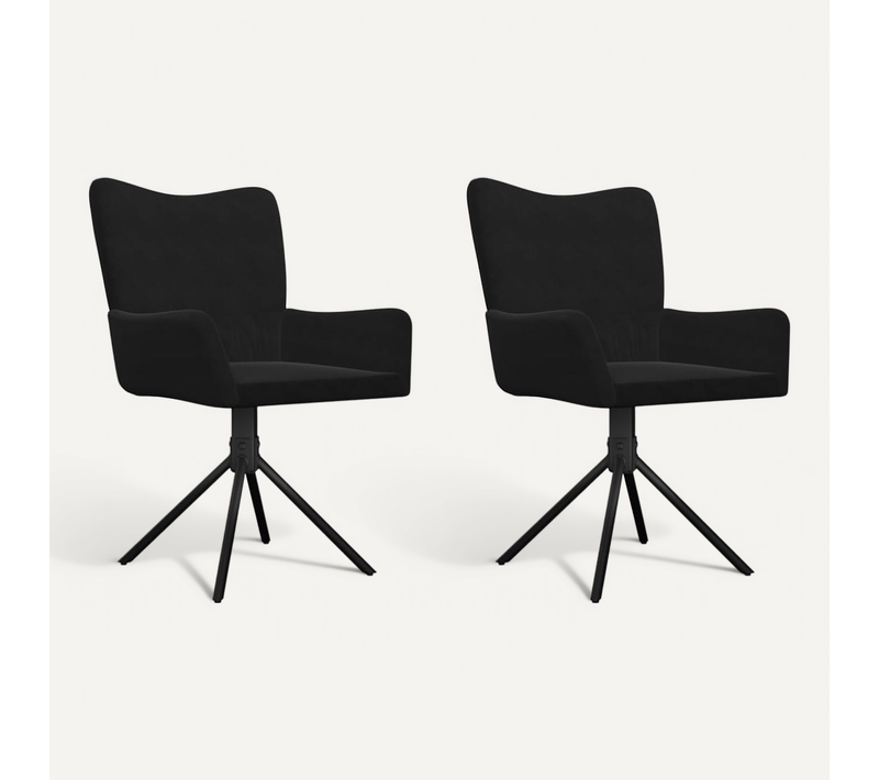 Chaises Pivotantes À Manger Lot De 2 Noir Velours