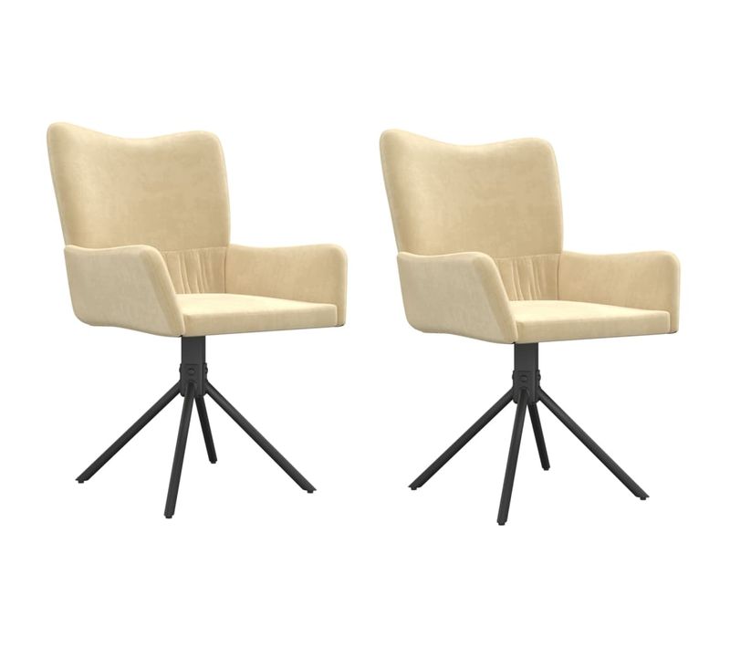 Chaises Pivotantes à Manger Lot De 2 Crème Velours