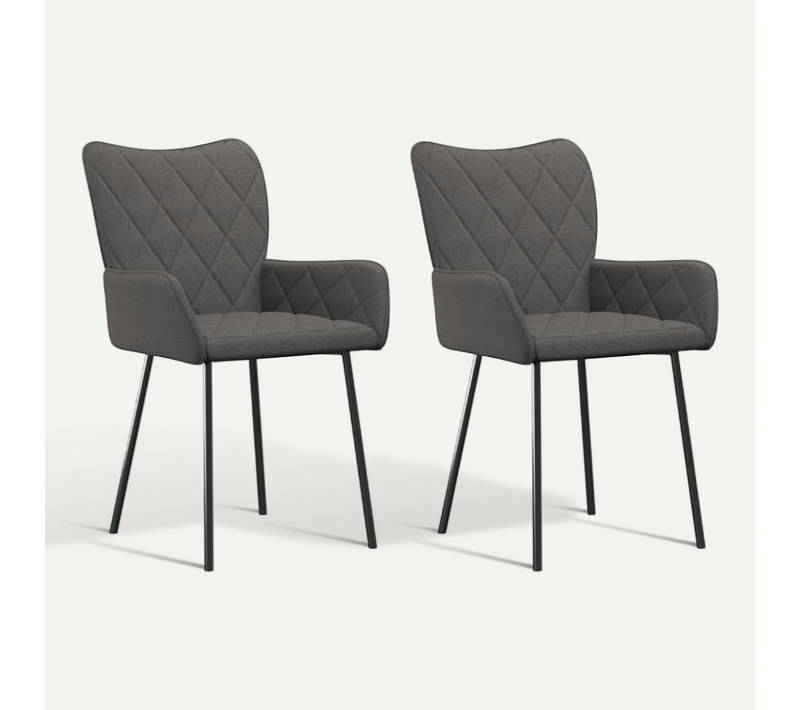 Chaises À Manger Lot De 2 Gris Foncé Tissu