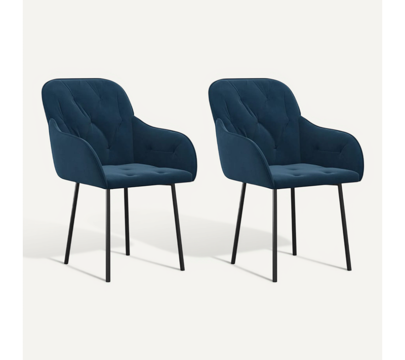 Chaises À Manger Lot De 2 Bleu Velours