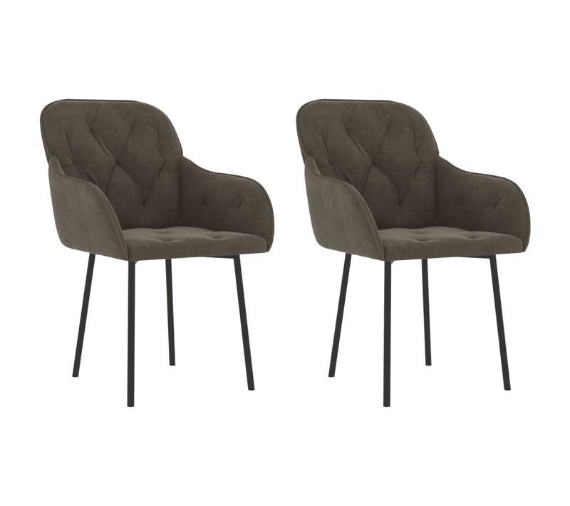 Chaises à Manger Lot De 2 Gris Foncé Velours